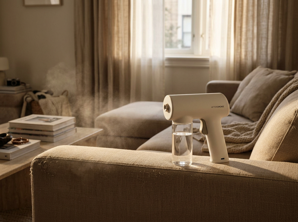 Aftersmoke treating a fabric sofa at home